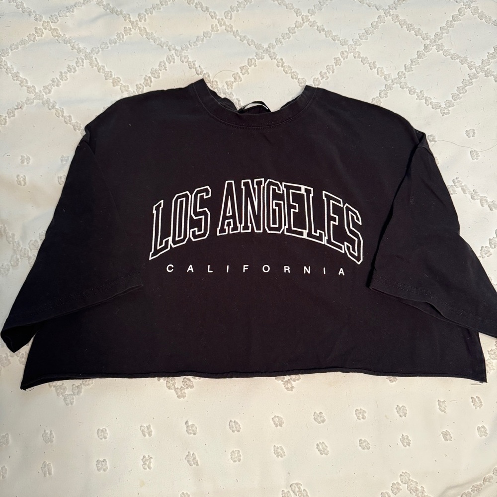 SHEIN Cropped Los Angeles Tee Casual Gym